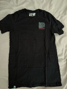 Dutch Bros Black Tee with Mint & Red Chest Graphic
